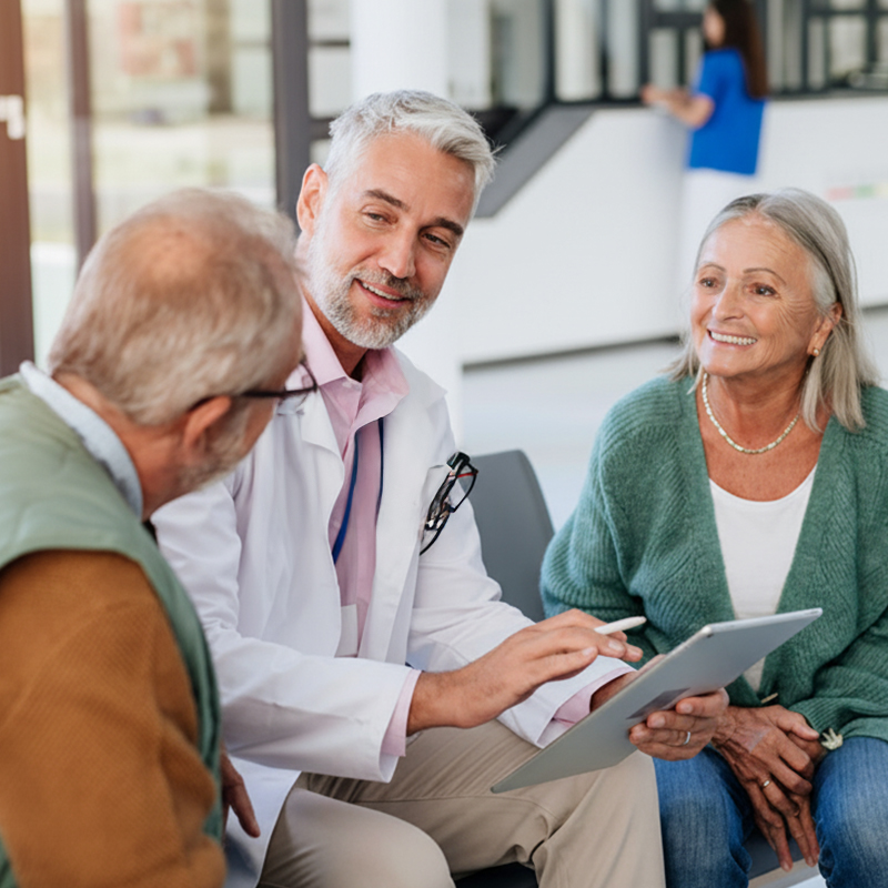 Médico con pacientes